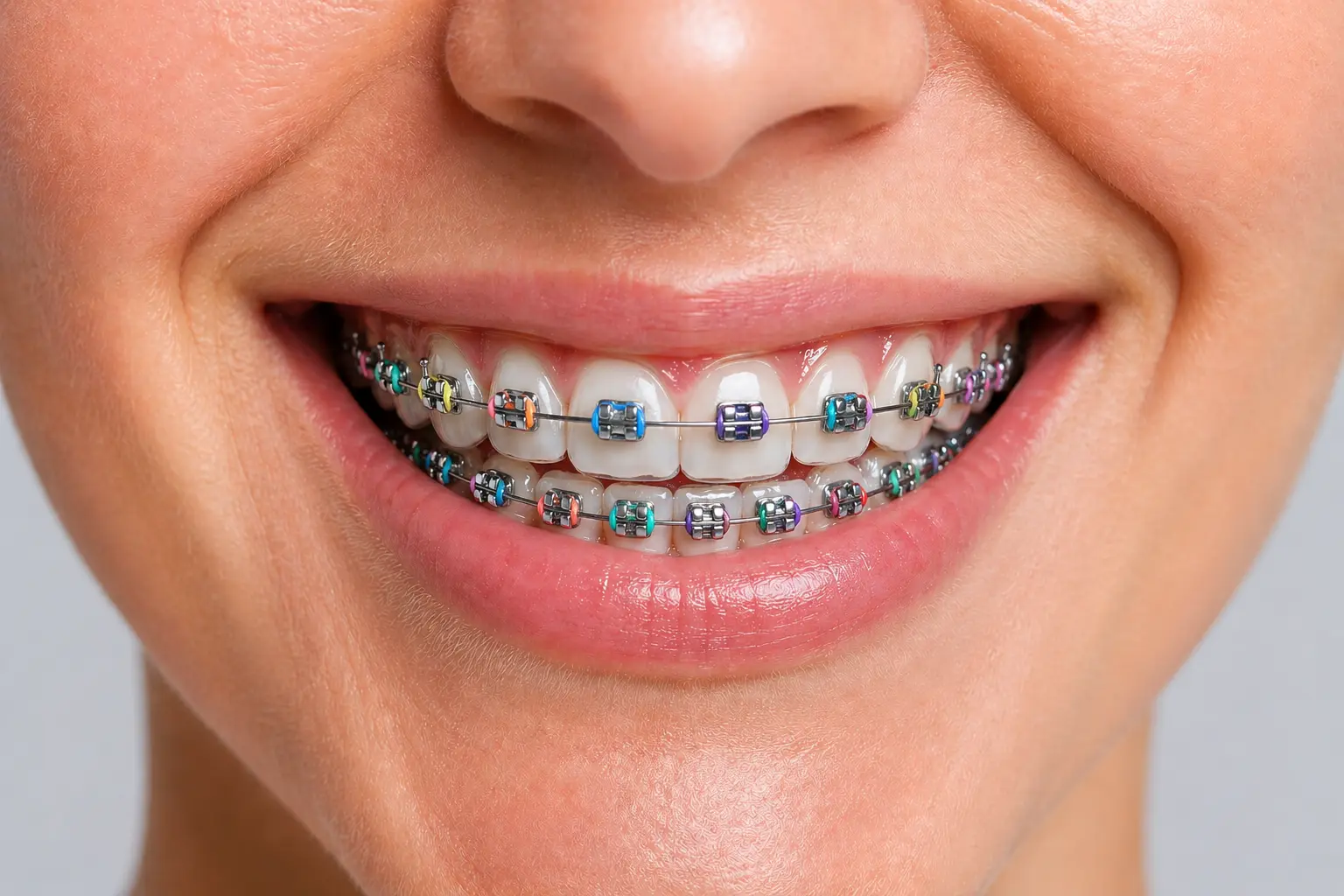 Brackets metálicos en sonrisa adulta — Ortodoncia Sevilla